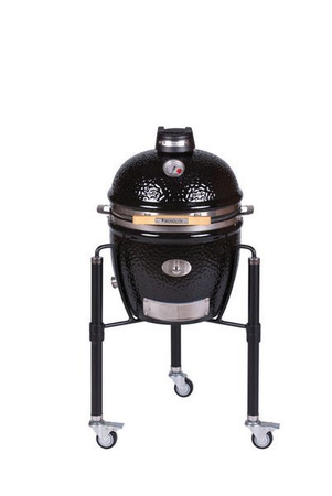  Grill ceramiczny węglowy Monolith JUNIOR PRO 2.0, czarny ze stelażem na kołach, ruszt 33 cm