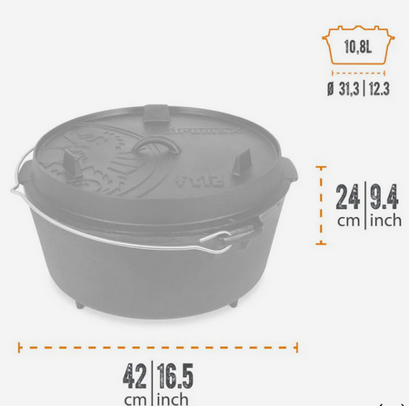 Duży żeliwny garnek na nóżkach Petromax  ft12 10,8l