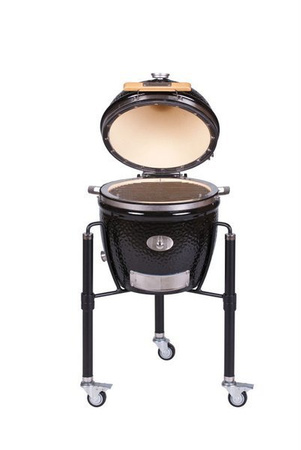  Grill ceramiczny węglowy Monolith JUNIOR PRO 2.0, czarny ze stelażem na kołach, ruszt 33 cm